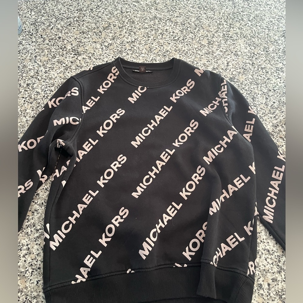 Micheal Kors Black Monogram Allover print Sweater!! Great Condition!!